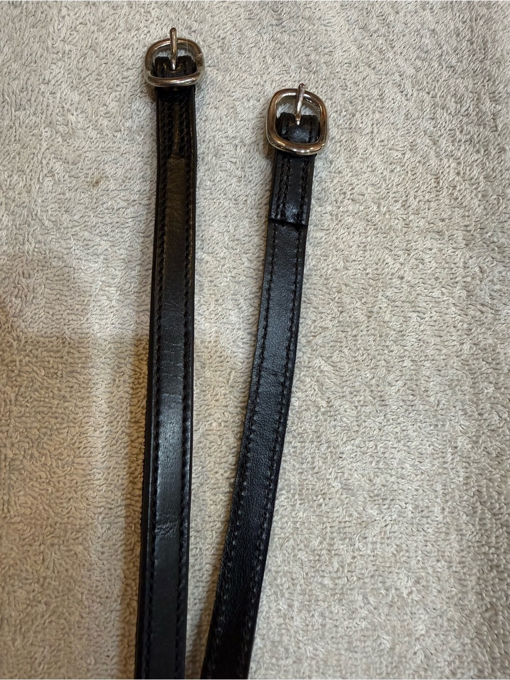Equestrian English SPUR paired black Leather Straps w/ Silver Buckle - Women's